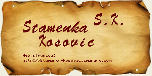 Stamenka Kosović vizit kartica